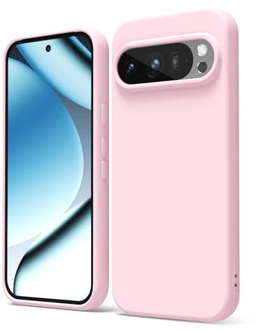 oakxco for Google Pixel 10/10 Pro Phone Case Liquid Silicone, Cute Thin Slim Soft Rubber Gel for Women Men, Smooth Matte TPU Plain Solid Color Girly Case with Camera Cover Protection, Light Pink