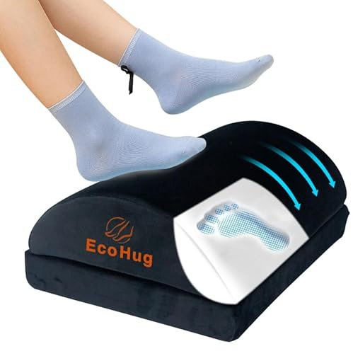 Foot Rest Under Desk at Work | Adjustable Height 16 cm Memory Foam | Foot Stool | Ergonomic Footrest for Back & Hip Pain Relief | for Office & Home | Gaming Desk Accessories | Non-Slip Bottom |EcoHug