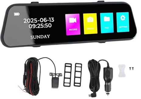 Annadue 4K Rückspiegelkamera Dashcam, 10 '' 4K Mirror Dash Cam Backup -Kamera mit Touchscreen, Schleifenaufzeichnung, für Autos und Lastwagen