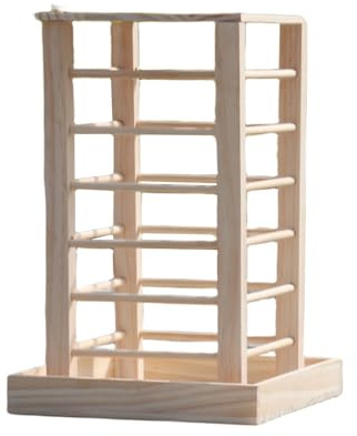 MALSSE Multifunktionaler Futterspender aus Holz bietet Komfort und Spaß für Meerschweinchen, Hamster, Esszimmer-Futterspender für Käfige im Freien, Holzpellet-Futterspender für Käfige, Holz