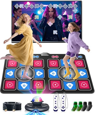 ULOVINGST Tanzmatte für Kinder und Erwachsene: Elektronische Tanzunterlage für 2 Spieler mit HDMI für Fernseher, kabelloses Musik-Übungsspiel, ideal für Partyspaß und Geburtstagsgeschenke für Mädchen