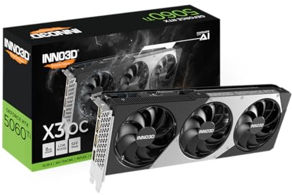 INNO3D NVIDIA GeForce RTX 5060 Ti X3 OC 8GB GDDR7 Gaming Graphics Card (Triple Fan, 2 slot, Reflex 2 RTX AI DLSS4)