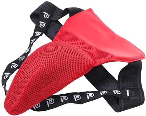 MOTHNUR Ventilated Red Boxing Groin Protector Cup for Men – Breathable Martial Arts Sparring Groin Guard, Sports Protective Cup for Taekwondo, Muay Thai, Mma