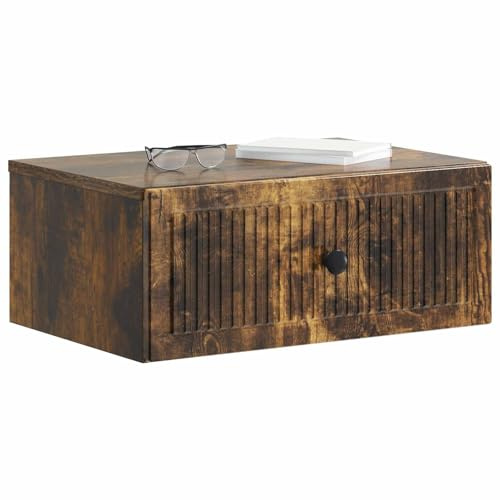 vidaXL Nachttisch Geräucherte Eiche 49 x 34,5 x 20 cm Holzwerkstoff, Schlafzimmermöbel, rechteckiger Nachttisch, Vintage-Style, viel Stauraum, klassischer Tisch-Deko