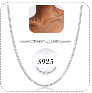 ZOERAY Silberkette Damen 925 Halskette Ohne Anhänger Silber Schlangenkette | Silber 925 Sterling Lange Kette 16/18/20/22inch,Glänzende Ketten Silberschmuck,Geschenke für Frauen Mutter,Breite 1/1.5/2mm