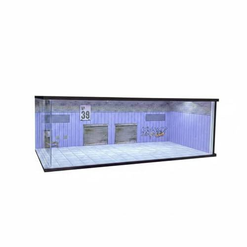 predolo 1:64 Garagenmodell mit Licht Diorama-Aussehen:64 Modellgarage mit Beleuchtung Sammlerstück Acryl-Ausstellungsbox für Modellautosammler, Garage Nr. 39