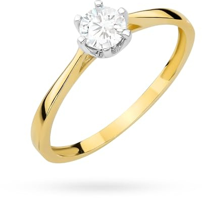 MARKO Goldring Damen 333 Echtgold Verlobungsring mit weißem Stein, klassischer Solitär Ring Gold 8 Karat, eleganter Damenring als Geschenk