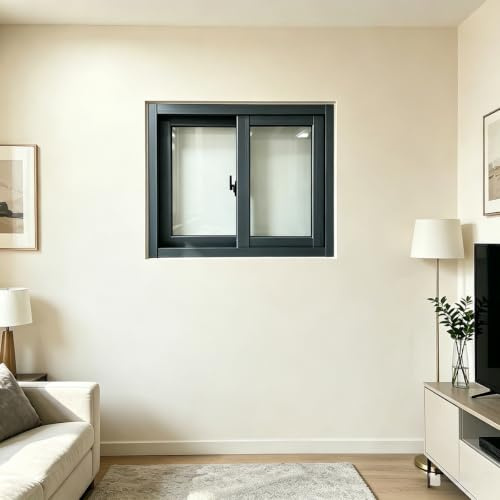 Finestre scorrevoli orizzontale Finestra sostitutiva alluminio doppio vetro zanzariera，Finestra ventilata per seminterrato, garage e pollaio