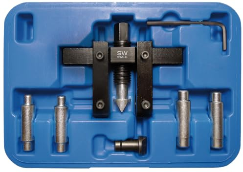 SW-Stahl 10305L Kugelgelenk Spreizwerkzeug Universal - 7-teilig | Inklusive 2 Spreiz-Einsätzen (5 u. 8 mm) und Führungsbolzen für Stoßdämpferaufnahme - Premium Werkzeug für Dämpferwechsel