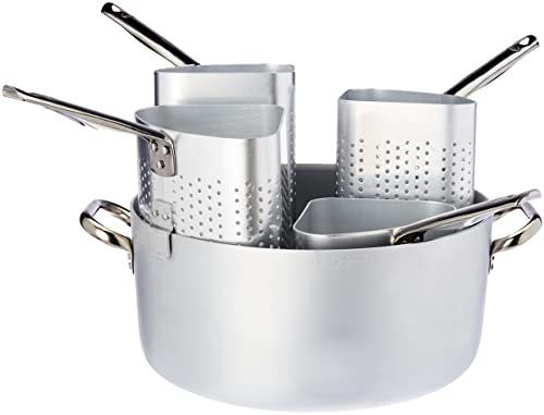 Pentole Agnelli Casseruola con 4 Colapasta A Spicchio Alto Spessore, ghisa, Argento, 36 cm