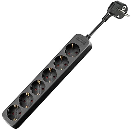 Goobay 96050 Steckdosenleiste / Mehrfachsteckdosenleiste mit 6 Steckdosen / Schutzkontaktsteckdosen / Berührungsschutz / 3500 W / 16 A / 230 V / Kabellänge 3m