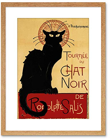 Wee Blue Coo Black Cat Chat Noir Rodolphe Salis Paris Framed Wall Art Print