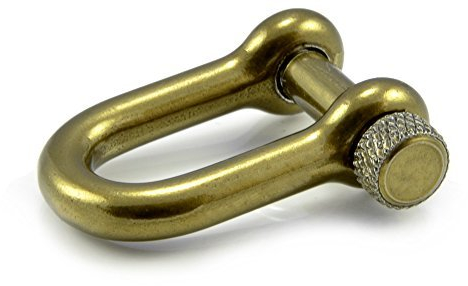 3er Set Schäkel aus Stahl, antik - Gold Metallic, mit hochwertigem Drehverschluss, für Paracord Armbänder, Kordeln etc., 33mm x 19mm (Größe M), U - Form - Marke Ganzoo