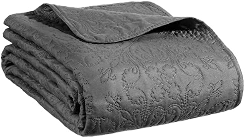 Atmosphera - Dessus de lit + 2 taies Arabesque Gris foncé - 260x240 cm