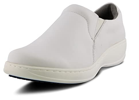 Spring Step Professional Woolin Leather Loafer Shoes for Women - Comfortable Slip-On Womens Shoes with Removable Insole - Lightweight, Durable Non Slip Ladies Casual Loafers for Work - White, 11 M US