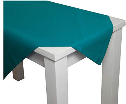 beties Farbenspiel Tischdecke ca. 130x220 cm - in interessanter Größen- und Farbauswahl - 100% Baumwolle für eine fröhlich Stimmung in Unifarben (Petrol)
