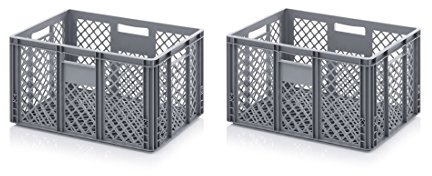 2x Bäckerkiste Cateringbox 60 x 40 x 32 durchbrochen inkl. gratis Zollstock 2er Set