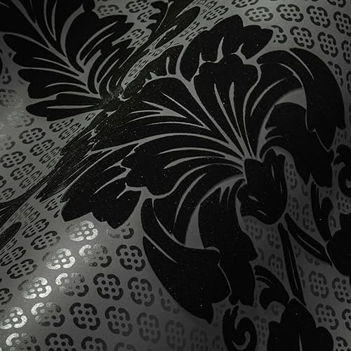 A.S. Création Architects Paper beflockte Vliestapete Luxury Wallpaper Tapete mit Ornamenten barock 10,05 m x 0,52 m grau schwarz Made in Germany 305445 30544-5