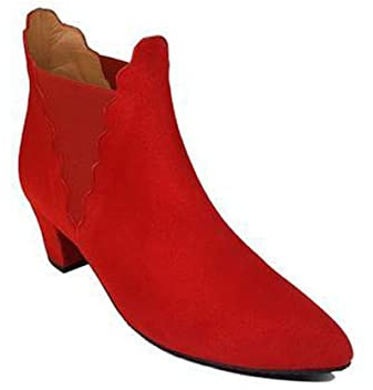 Katerine - Stivaletti da Donna Red Chelsea in Pelle - Chiusura Elastica - Tacco Basso 5 cm - Fodera in Pelle - Stivali Casual alla Moda - Pianta Interna con Spugna - Camoscio Rosso - Rosso 41 EU