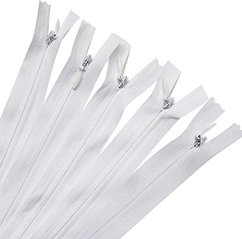 YXJD 25pcs Nylon Reißverschlüsse mit Verdeckten Zähnen Ersatz Reißverschluss 40cm für DIY Kleidung Tasche Kissenbezug Deko Weiß