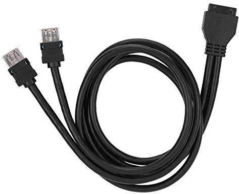 Zerone 19Pin / 20Pin Buchsenleiste zu Dual USB3.0 Desktop Front Motherboard Panel Mount Kabel mit festen Füßen(0.8m)