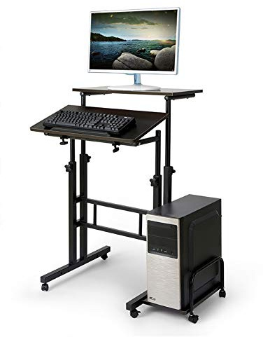 homelikesport Mesa de Ordenador Móvil Portátil de Mesa para Computadora PC Ordenador con Ruedas en Oficina con Bandeja de Teclado 60 * 54 * 70-115 CM