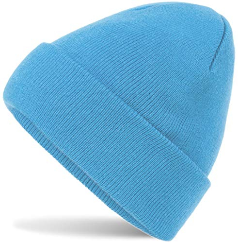 HatStar Wintermütze | Damen Beanie Mütze | Herren Feinstrick Beanie | für Frauen Männer Unisex | Cuffed Hats Weich & Warm (surf Blue)