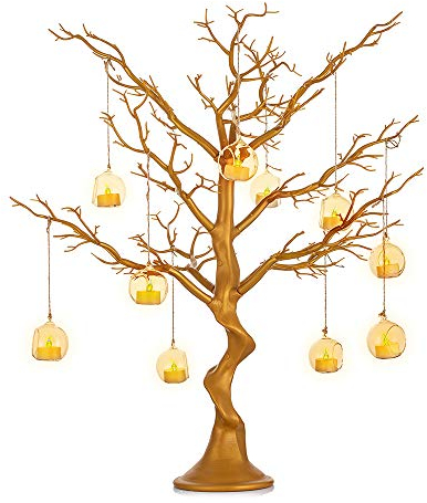 Nuptio Albero Pasqua Albero D'oro - 76cm Altezza Finti Alberi Natale Interni Ornamento Manzanita Albero Halloween Centrotavola Matrimonio All'aperto per Tavoli Soggiorno Decorazioni Feste Compleanno