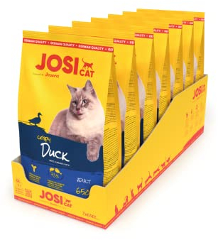JosiCat Crispy Duck (7 x 650 g) | Adult | Premium Trockenfutter für Katzen | mit köstlicher Ente & wertvollen Fettsäuren | Powered by JOSERA | Katzenfutter | Alleinfuttermittel | 7er Pack