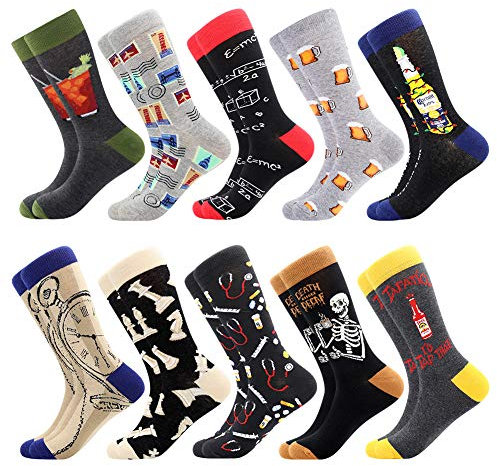 BISOUSOX Calcetines Divertidos para Hombres 39-46 Regalo para Hombres Algodón Colorido Calcetines de Vestir para Hombre