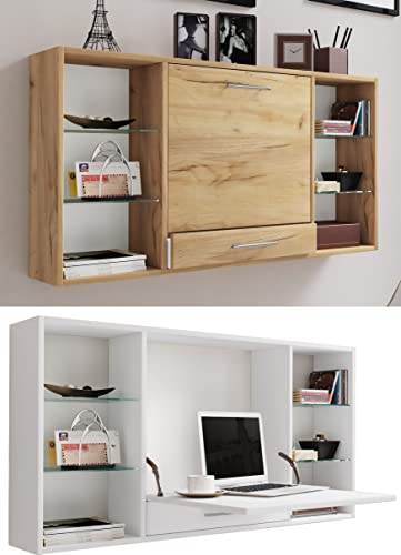 VCM Holz Hänge Schreibtisch Wandschreibtisch Computertisch Schublade Teala