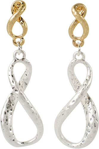 styleBREAKER Damen Ohrstecker Infinity Gehämmert Matt, Silber-Gold