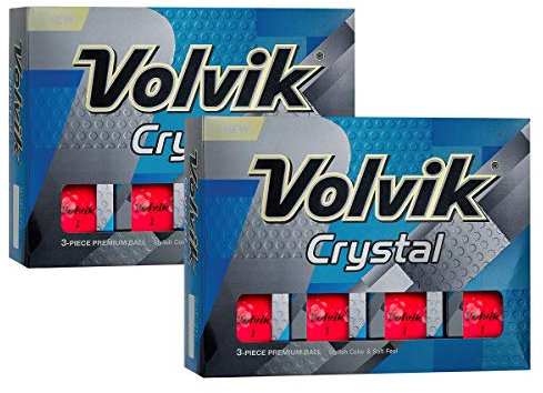 Volvik Crystal Golfbälle, 2 Dutzend (24 Bälle), Rot, 3 Stück