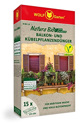Wolf-Garten - Natura Bio Balkon- und Kübelpflanzendünger N-BK 1,9 für ca. 15 Blumenkästen pro Jahr; Verpackung aus Recycling-Graspapier