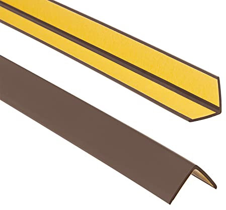 ProfiPVC Cornière PVC 25x25mm, 165cm - Baguette d’angle de protection, profilé d'angle caoutchouc autoadhésif - Protection d'angles et rebords, flexible, facile à installer, Brun