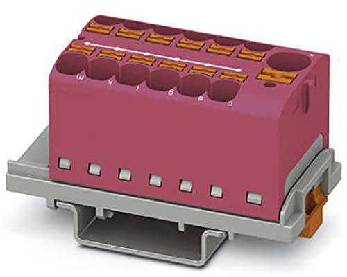 PHOENIX CONTACT PTFIX 10/12X4-NS35 PK Verteilerblock, Anzahl der Anschlüsse 13, Querschnitt 0,5 mm² - 10 mm², AWG 20 - 6, Breite 28,6 mm, Pink, 8 Stück