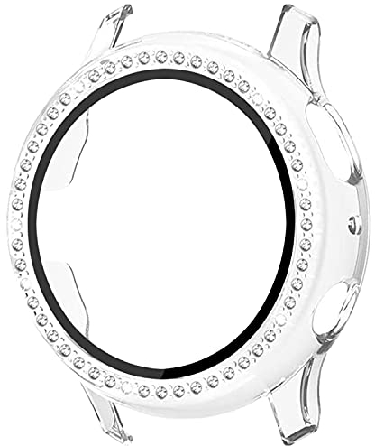 Miimall für Samsung Galaxy Watch Active 2 44mm 40mm Schutzhülle mit Glas Displayschutz, Glitzer Strass Ultradünner PC Schutzrahmen Voller Schutz Hülle für Galaxy Watch Active 2 44mm - Klar