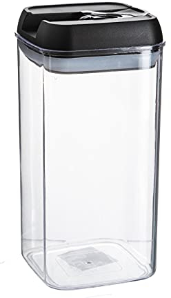 Argon Table Food Storage Container with Airtight Flip Lock Lid - 1200ml - Black - 1 Pack - Plastic Kitchen Storage Tupperware Pantry Food Organiser for Cereal, Oats, Sugar, Coffee, Biscuits, Tea
