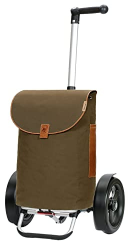 ANDERSEN Einkaufstrolley - Tura Shopper Saira Khaki 55 L Einkaufsroller,Leder,nachhaltig,XXL, Aluminium, Griff ergonomisch, klappbar, ...