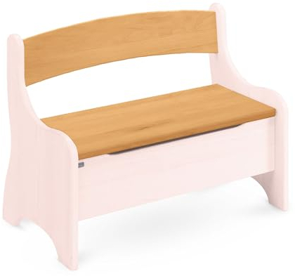BioKinder Kindersitzbank Truhenbank Levin mit Geheimfach aus zertifiziertem Massivholz Erle + Steinrosé L 70 x B 36 x H 55 cm