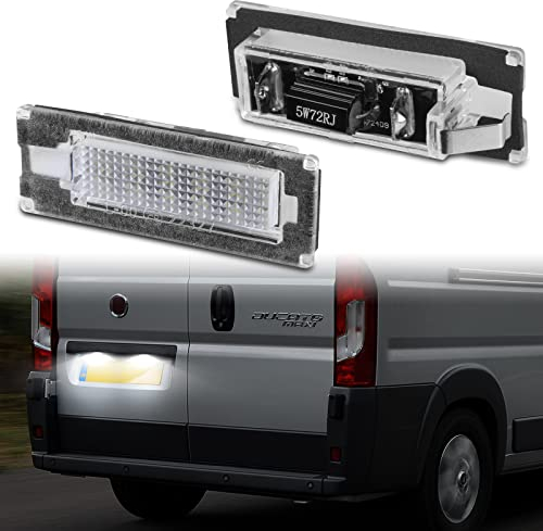 POPMOTORZ 2 Stücke LED Kennzeichenbeleuchtung Glühbirnen Nummernschildbeleuchtung Lampe 2835 SMD mit CanBus Fehlerfrei für Fi-at Ducato Peugeot Boxer Citroen Jumper Bus Kasten 2006-2019