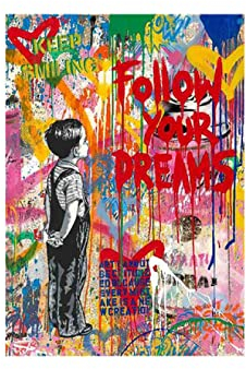 YTITILUCK Banksy Graffiti Street Art Leinwand Gemälde Follow Your Dreams Poster Wandkunst für Wohnzimmer Wohnkultur Wandbild 50X70cm(20x28in) Innenrahmen