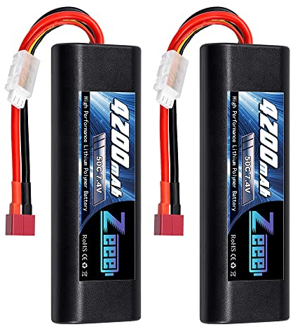 Zeee 2S Lipo Batterie 7.4V 50C 4200mAh RC Batterie avec Deans T Plug pour RC Voiture RC Camion RC Hobby (2 Packs)