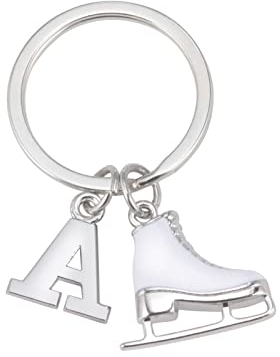 LIKGREAT Schlittschuh Schlüsselanhänger Initiale Eiskunstlauf Charm Winter Weihnachtsdekoration Geschenke für Frauen Mädchen (A)