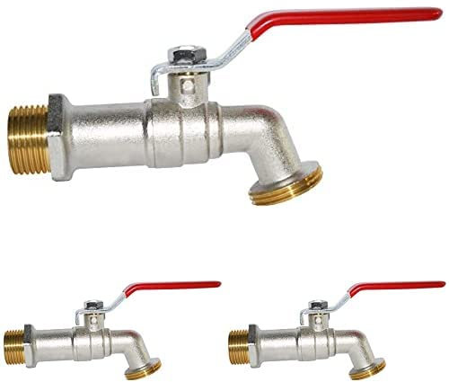 Boutté R15 Robinet de Jardin Laiton 1/4 Tour 15x21-nez 20x27, Argent, Entrée 15x21 Sortie, Paquet de 3