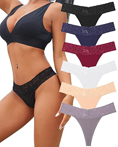 BeReady Baumwolle String Tanga Damen Spitze Unterhosen Frauen V-Waist Atmungsaktiv Unterhosen Damen Baumwolle Mehrpack