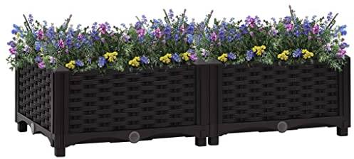 puraday Jardinière de Jardin 80x40x23 cm Noir Polypropylène Lit de Plantation Offre Suffisamment d’Espace Pot de Terrasse Balcon pour Plantes Légumes Herbes Aromates Fleurs