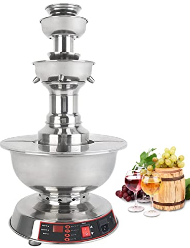 YUNYN Beverage Fountain, 3-Tier Wine Fountain, 120W Stainless Steel Cascading Beverage Fountain, Juice and Wine Fountain, Ideal for Party, Weddings, Bar and Drinking Games