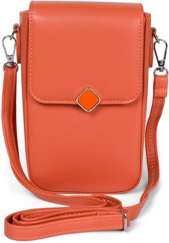styleBREAKER Damen Box Bag Umhängetasche Einfarbig mit Magnetverschluss, 8 Kartenfächer mit Druckknopf, Crossbag 02012399, Farbe:Orange