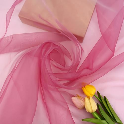 100 cm × 150 cm Tela de organza, tul por metros, tela decorativa de tul para costura, manualidades, ropa, vestidos de boda, fiestas, cumpleaños, bodas, decoración de fondo, fucsia